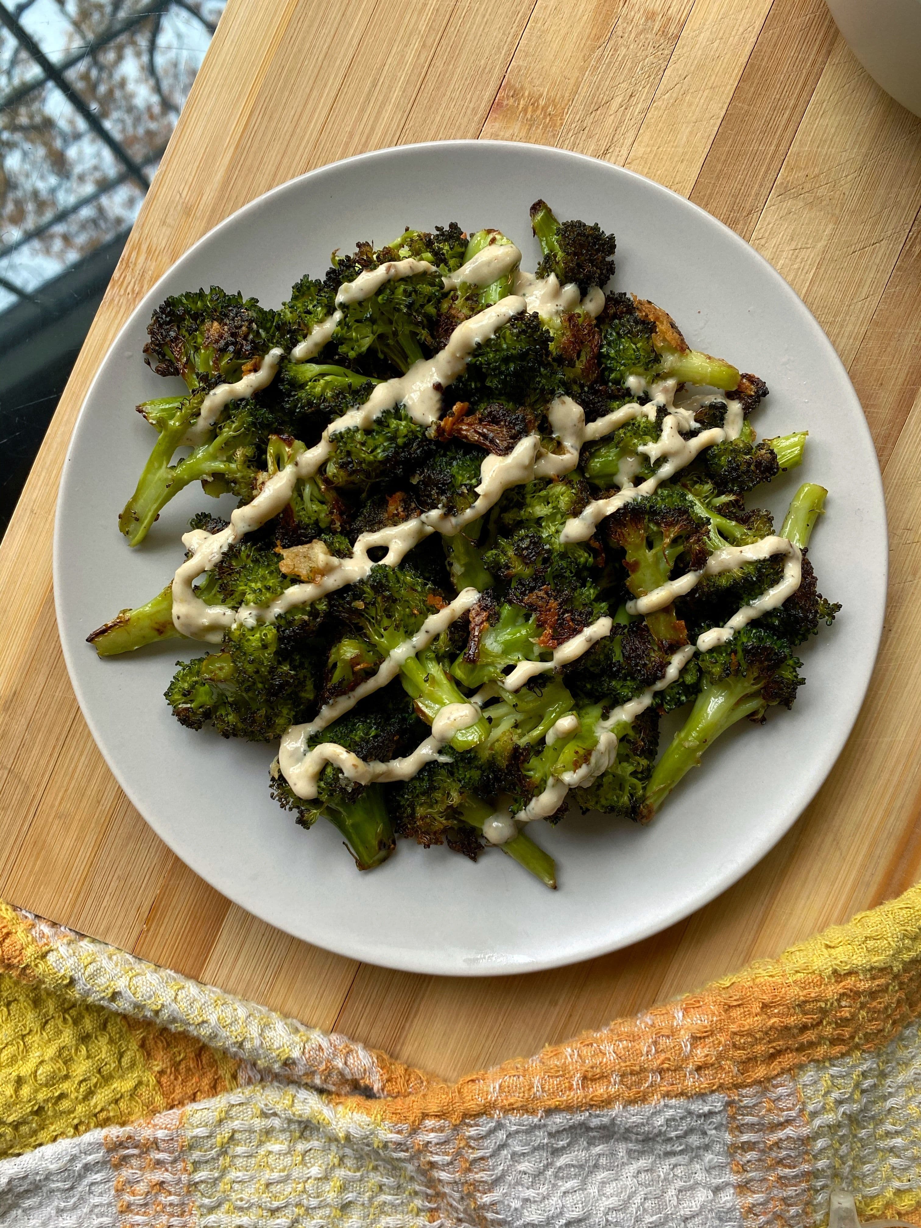 Garlic Broccoli with Tahini Dressing