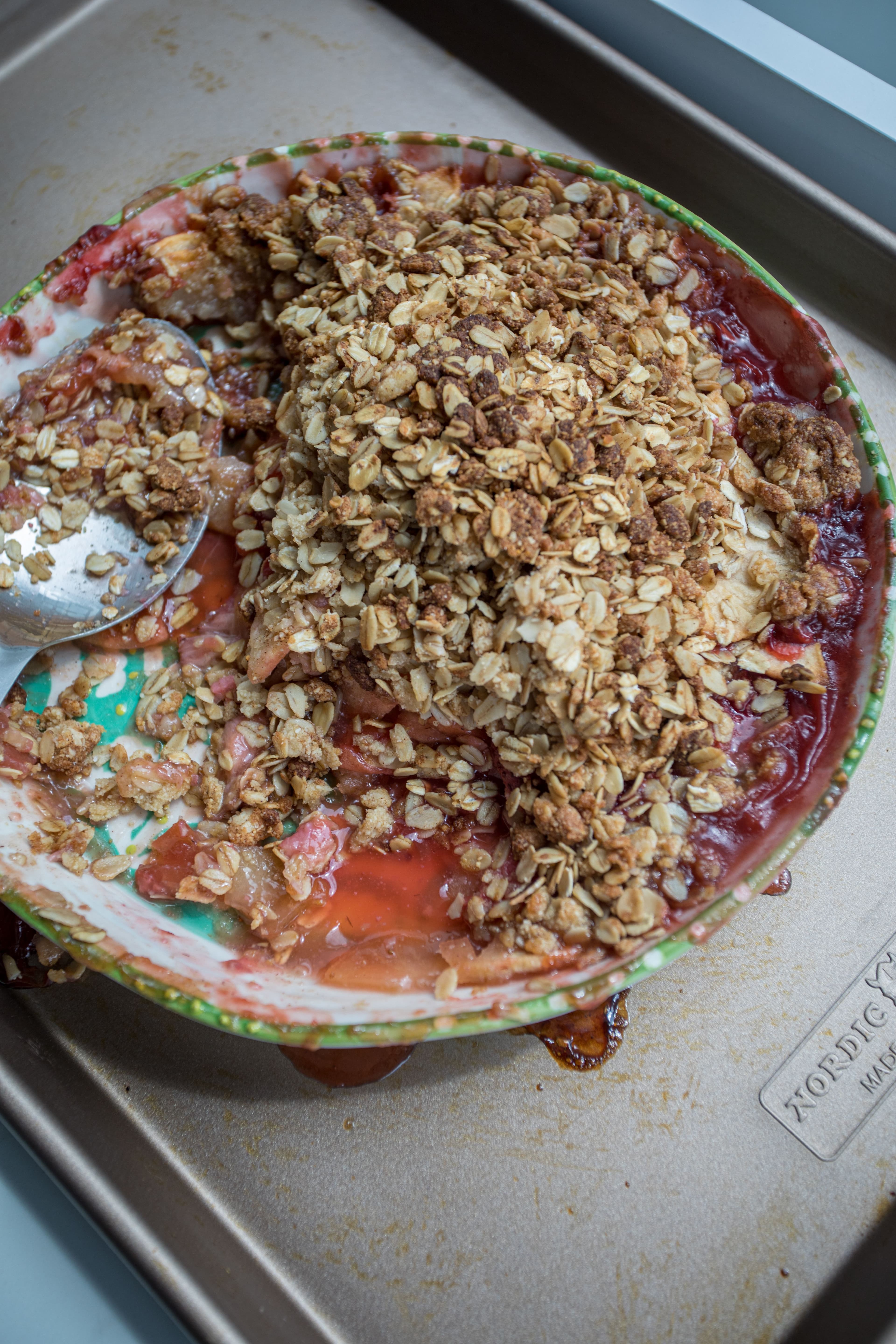 Raspberry Rhubarb Apple Crumble