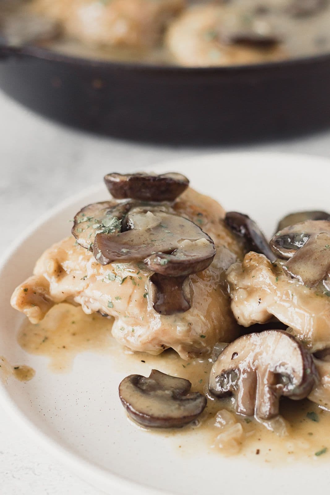 Chicken Thighs in Dairy-Free Mushroom Sauce