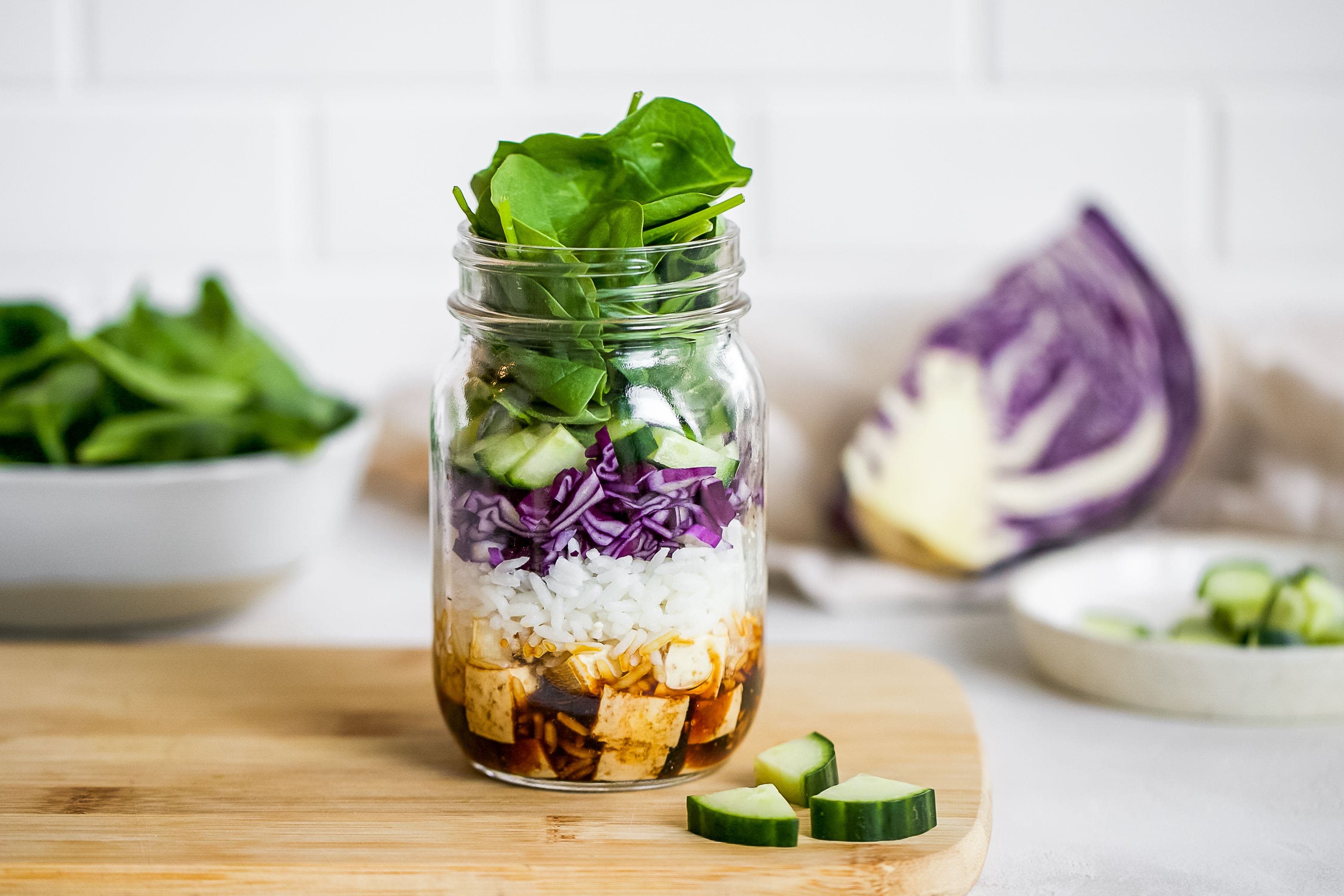Tofu & Rice Mason Jar Salad``