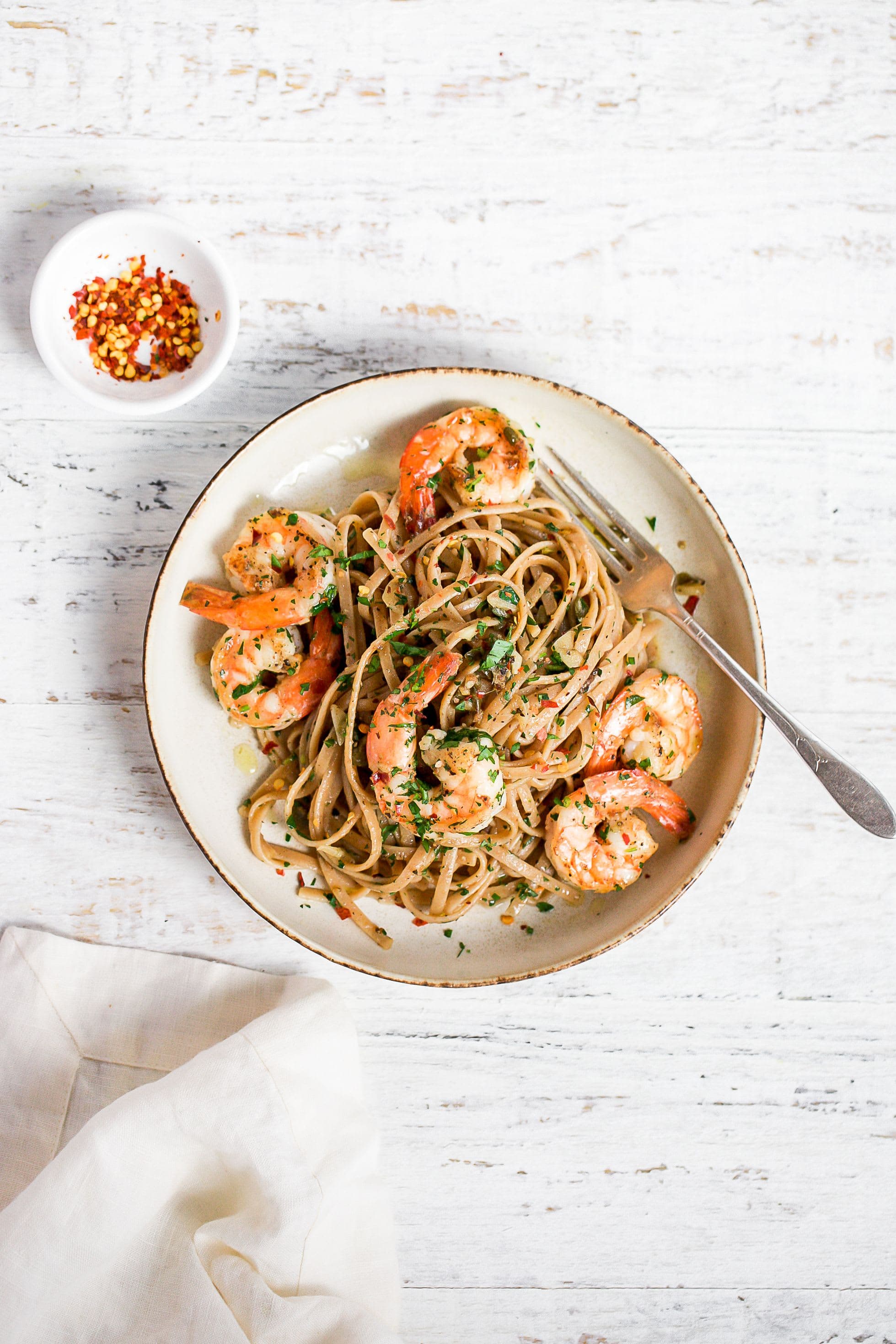 Garlic Lemon Linguine with Shrimp