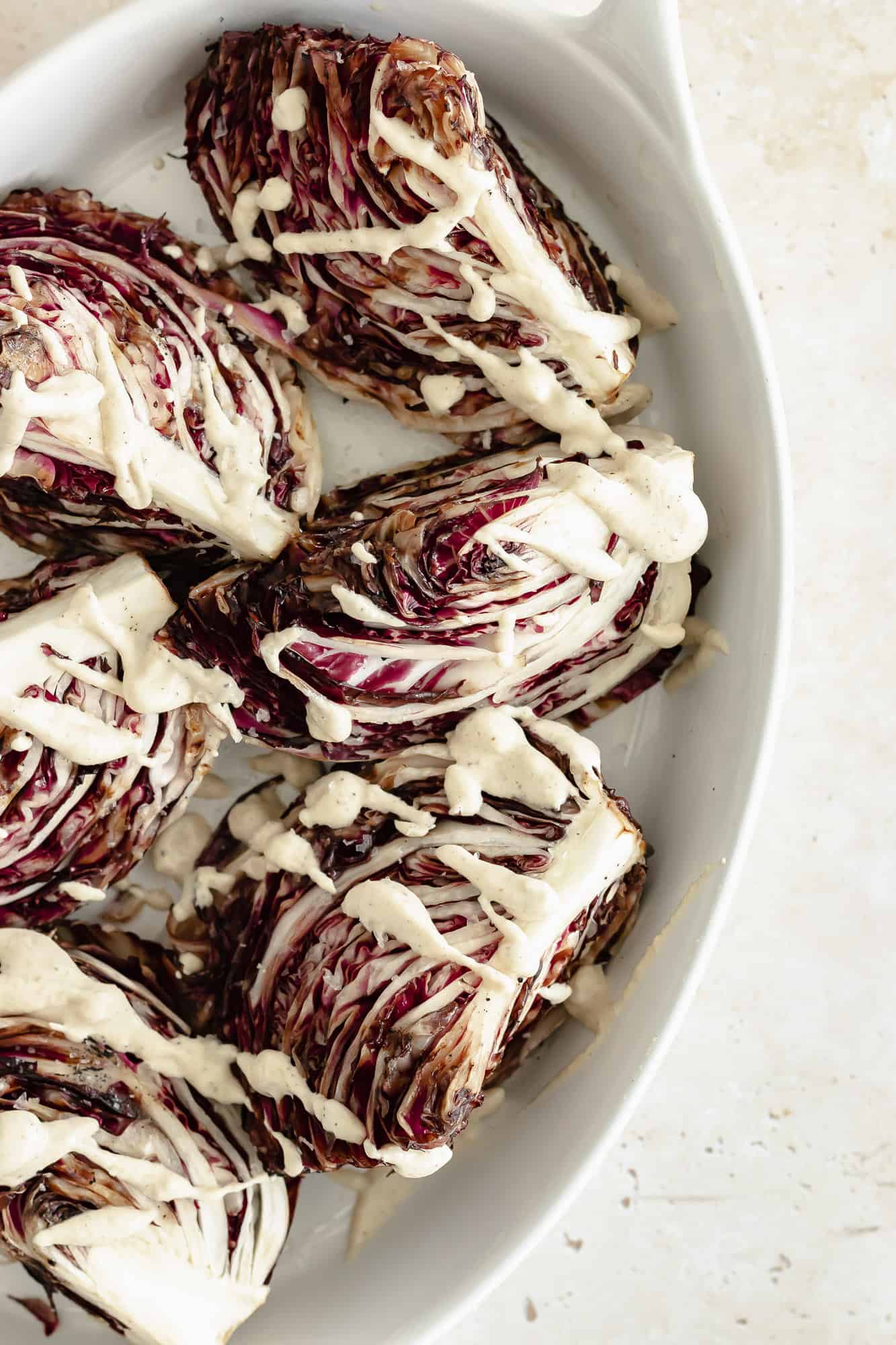 Grilled Radicchio with Tahini Garlic Sauce