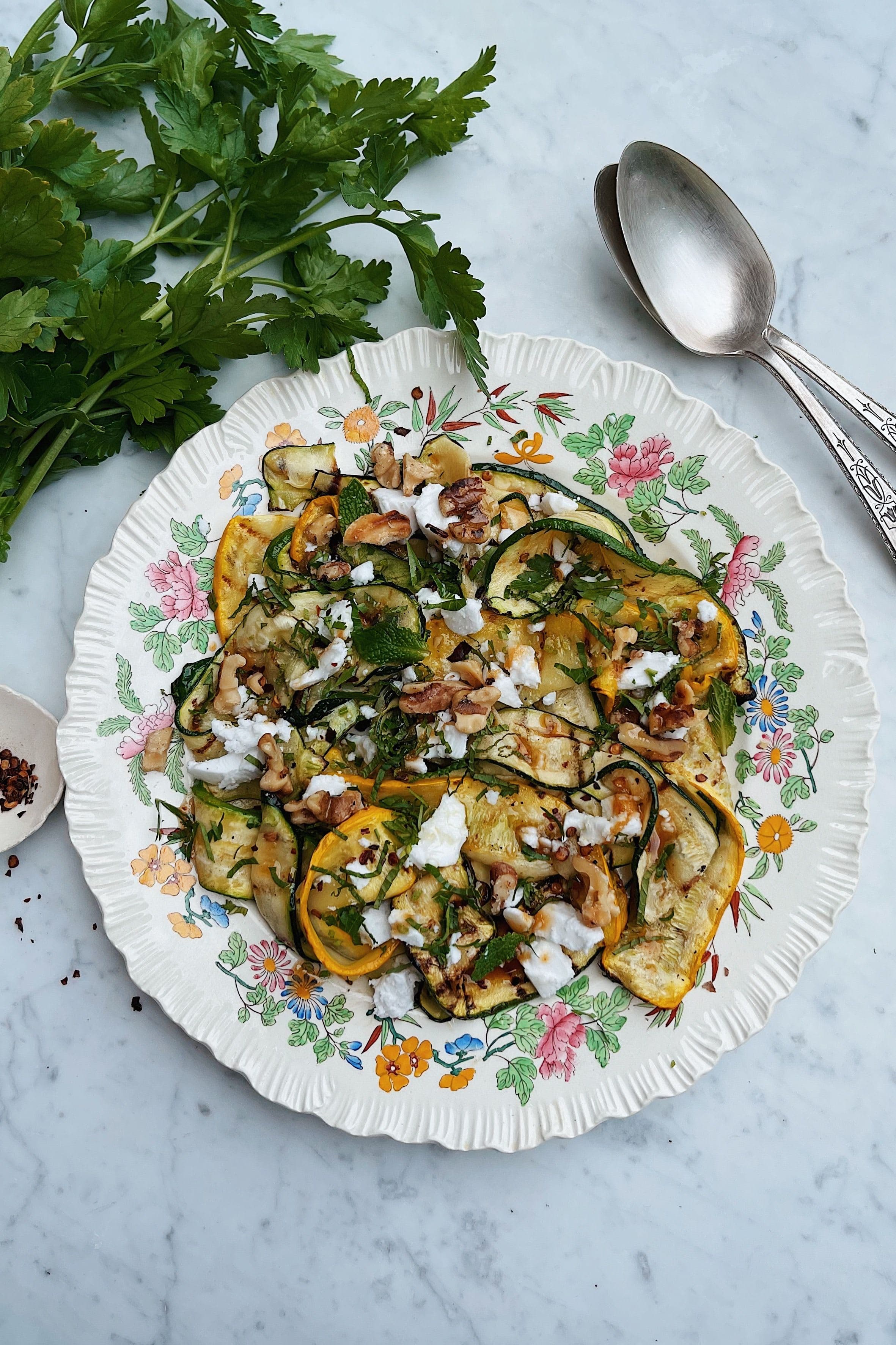 Grilled Zucchini Salad with Hot Honey