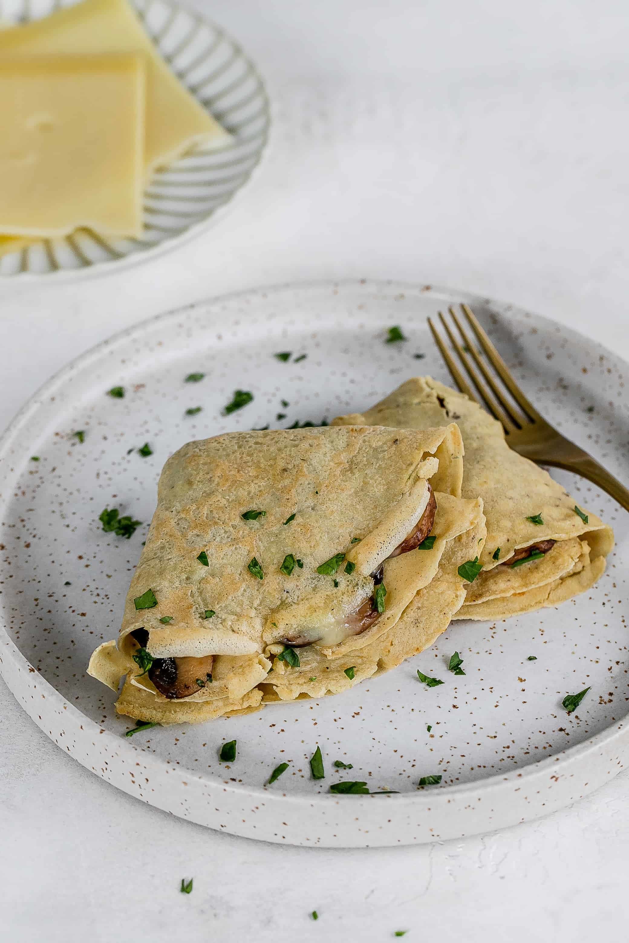 Savoury Mushroom & Cheese Crepes