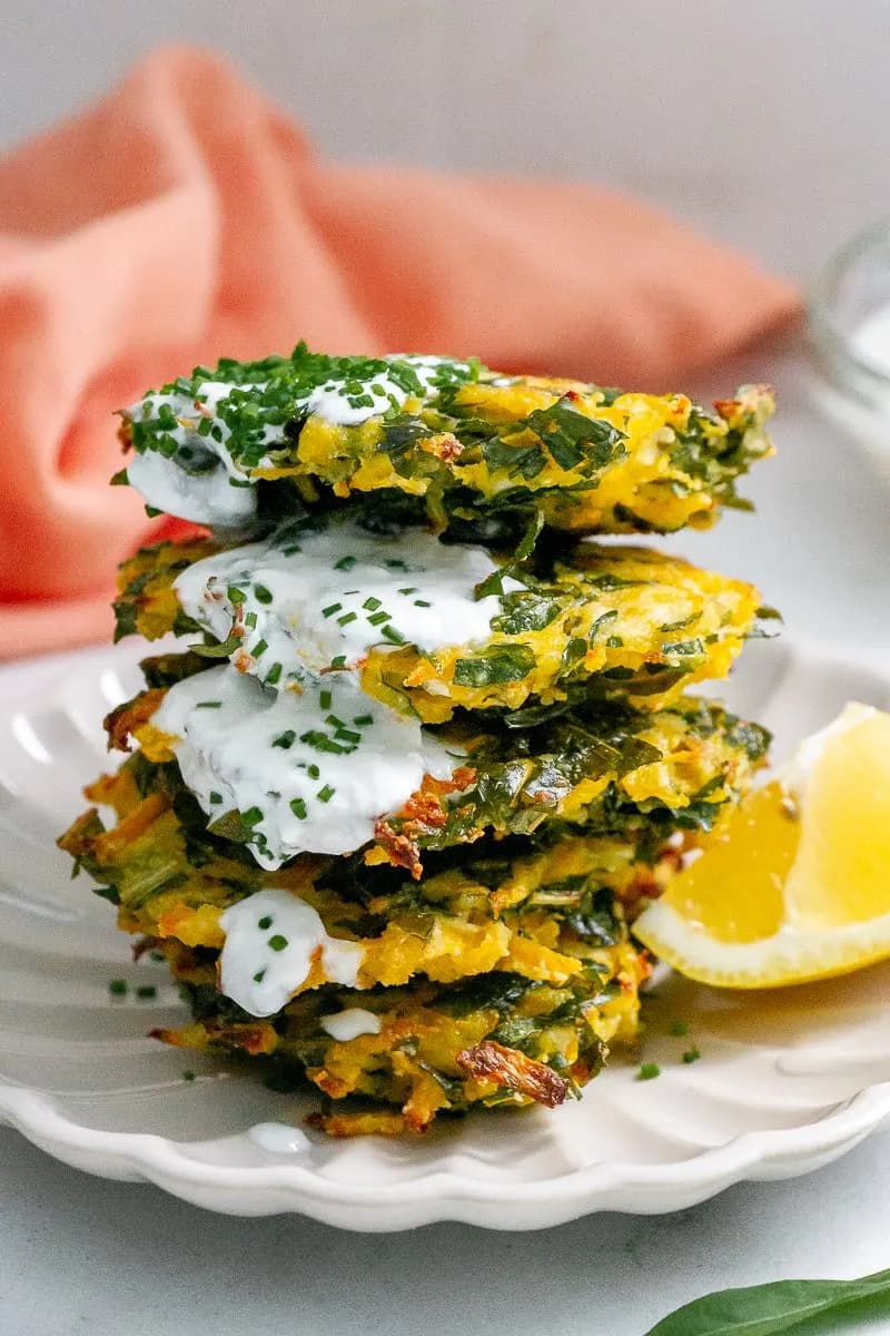 Baked Dandelion & Squash Fritters