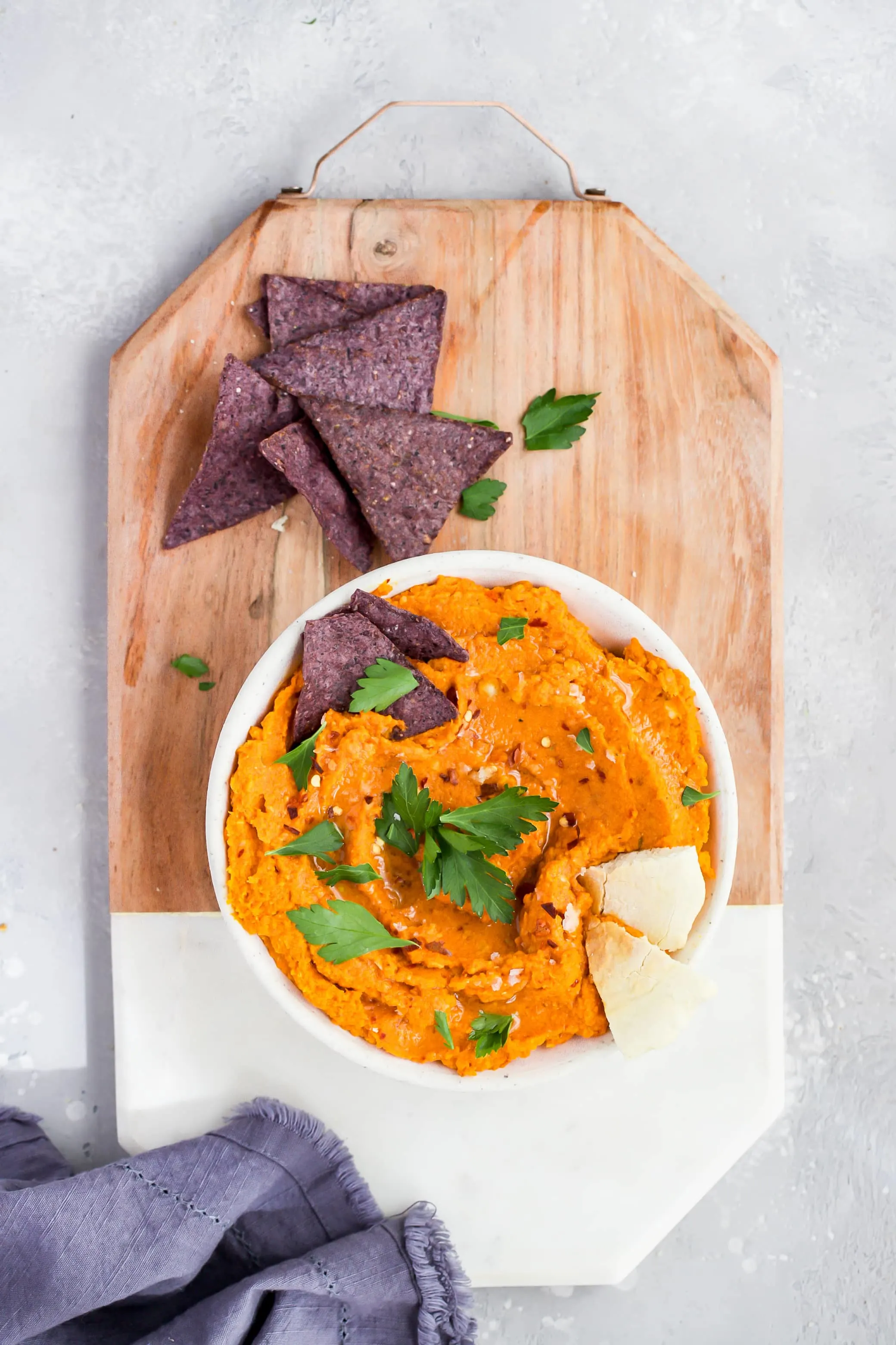 Harissa Carrot Lentil Hummus