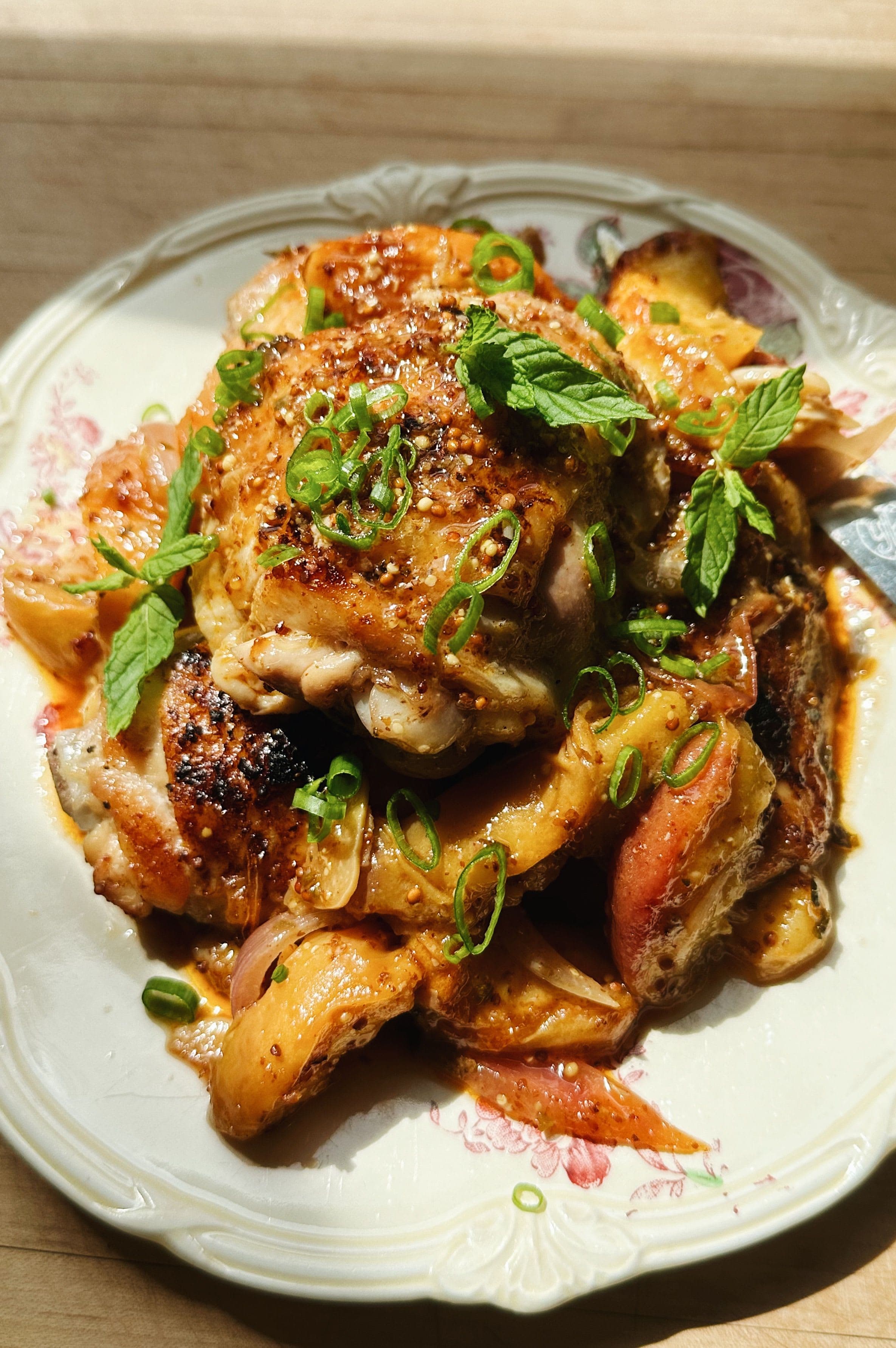 Skillet Roast Chicken & Peaches