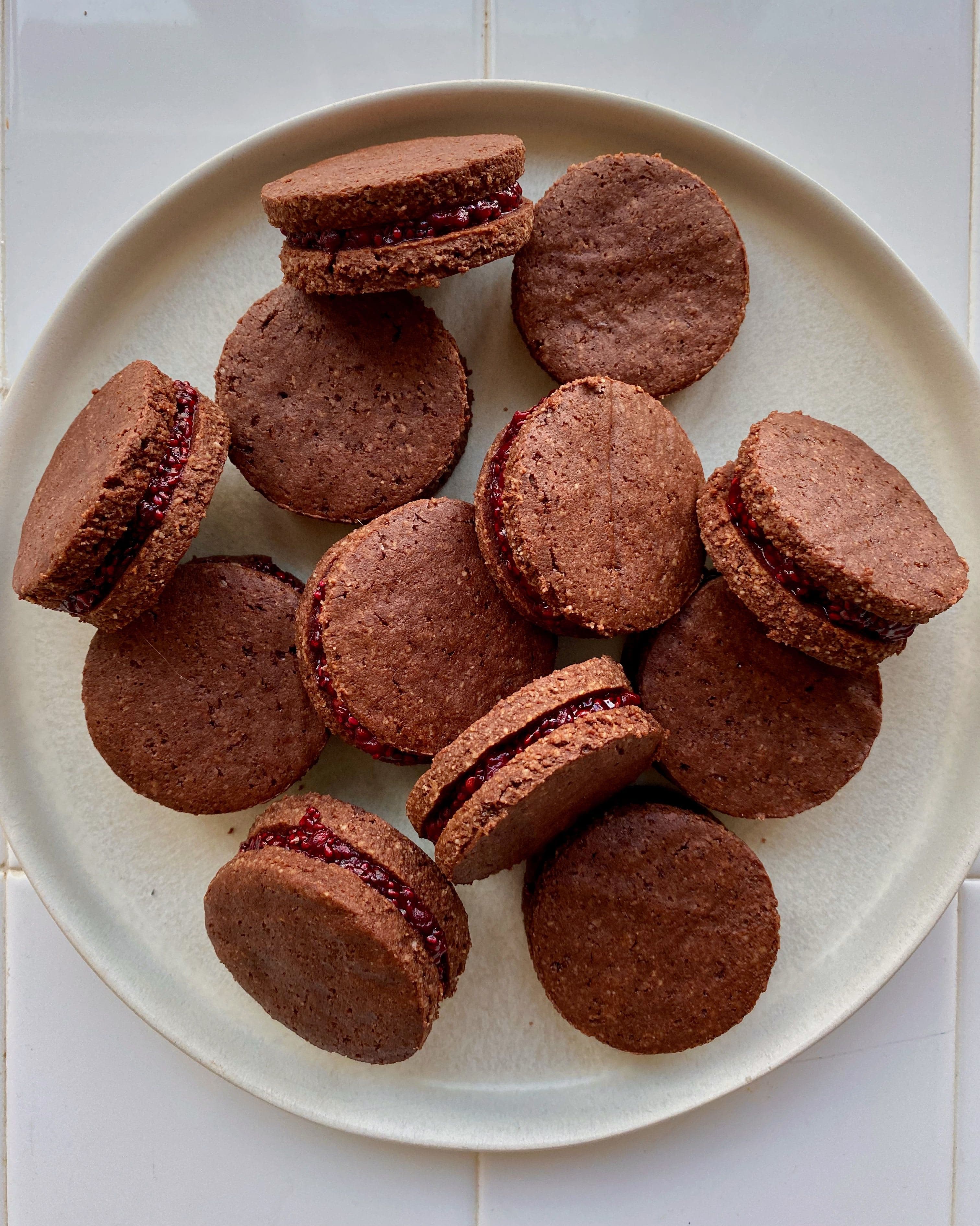 GF Raspberry Chocolate Cookie Sandwiches