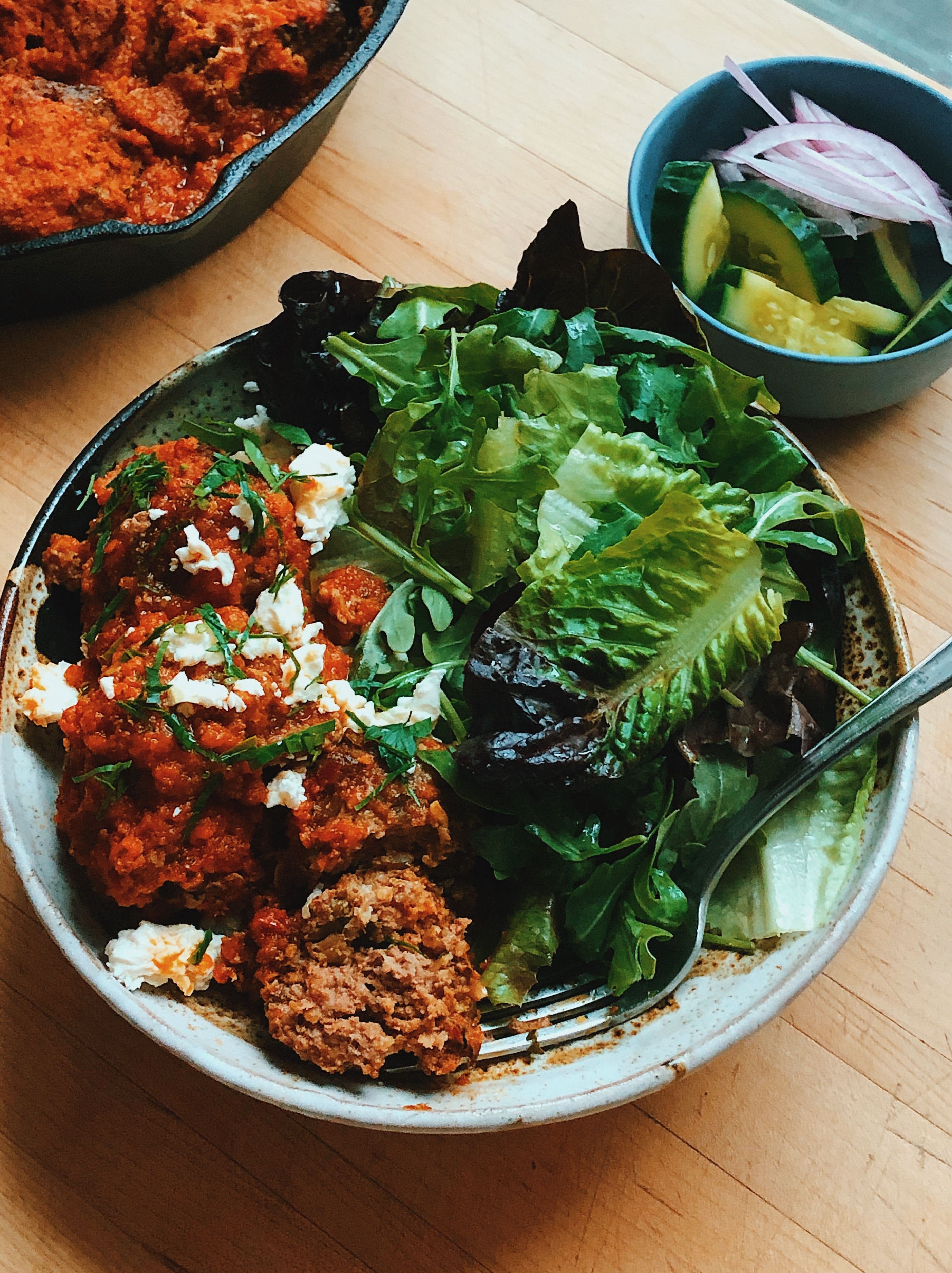 One Pan Spicy Meatballs with Harissa