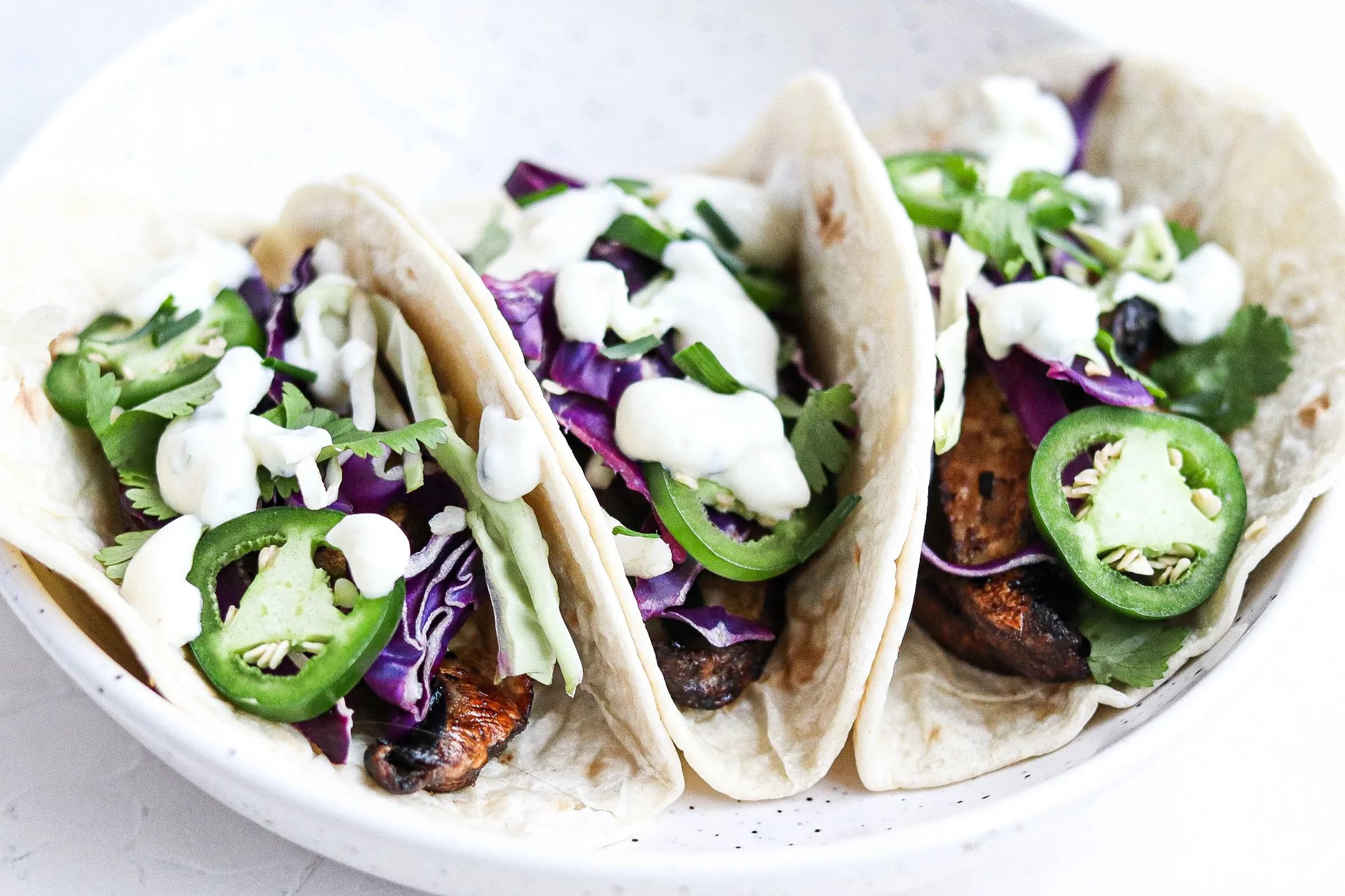 Portobello Mushroom Tacos with Garlic-Chive Yogurt