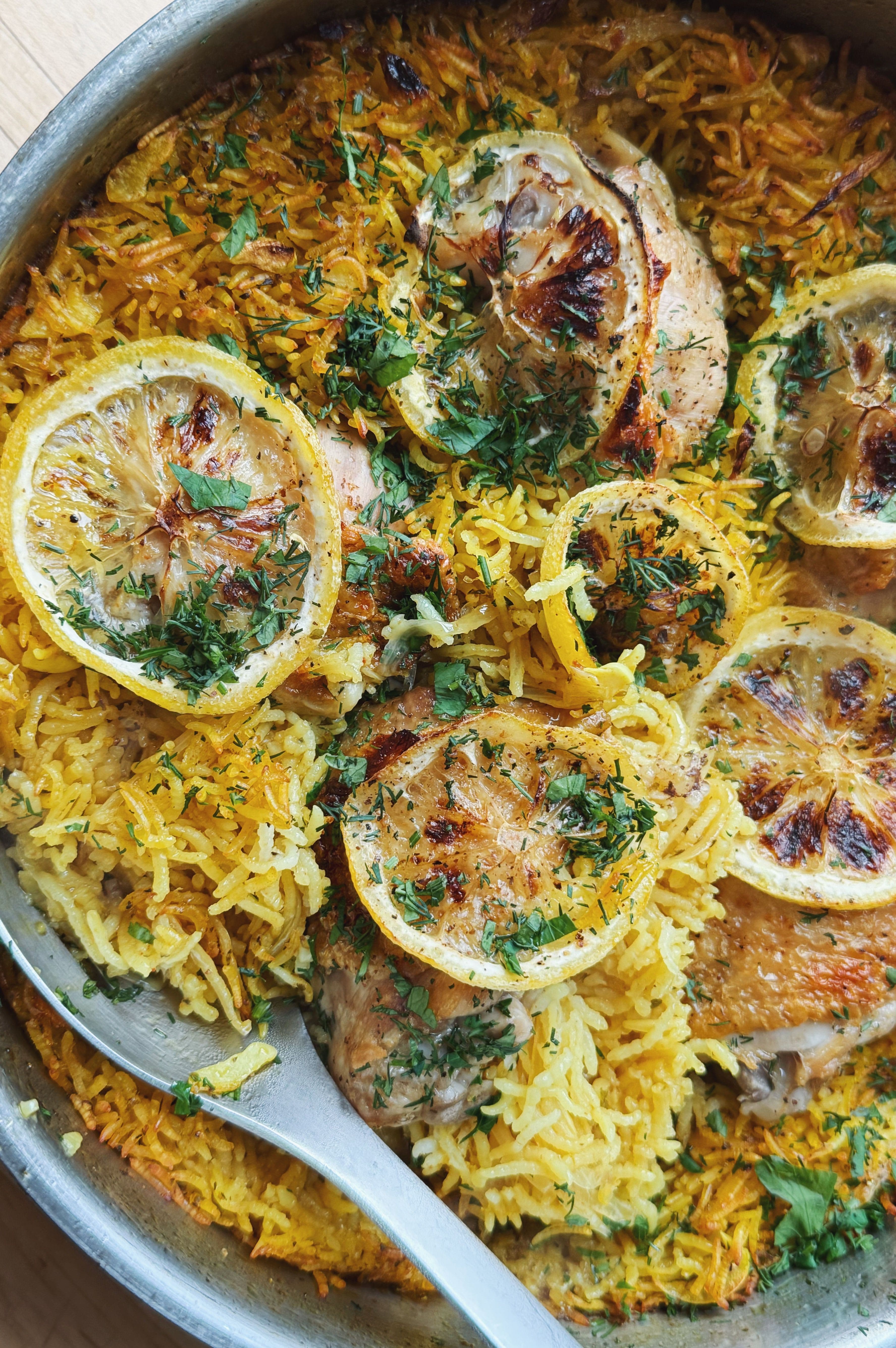 One Pan Chicken & Rice with Turmeric & Lemon