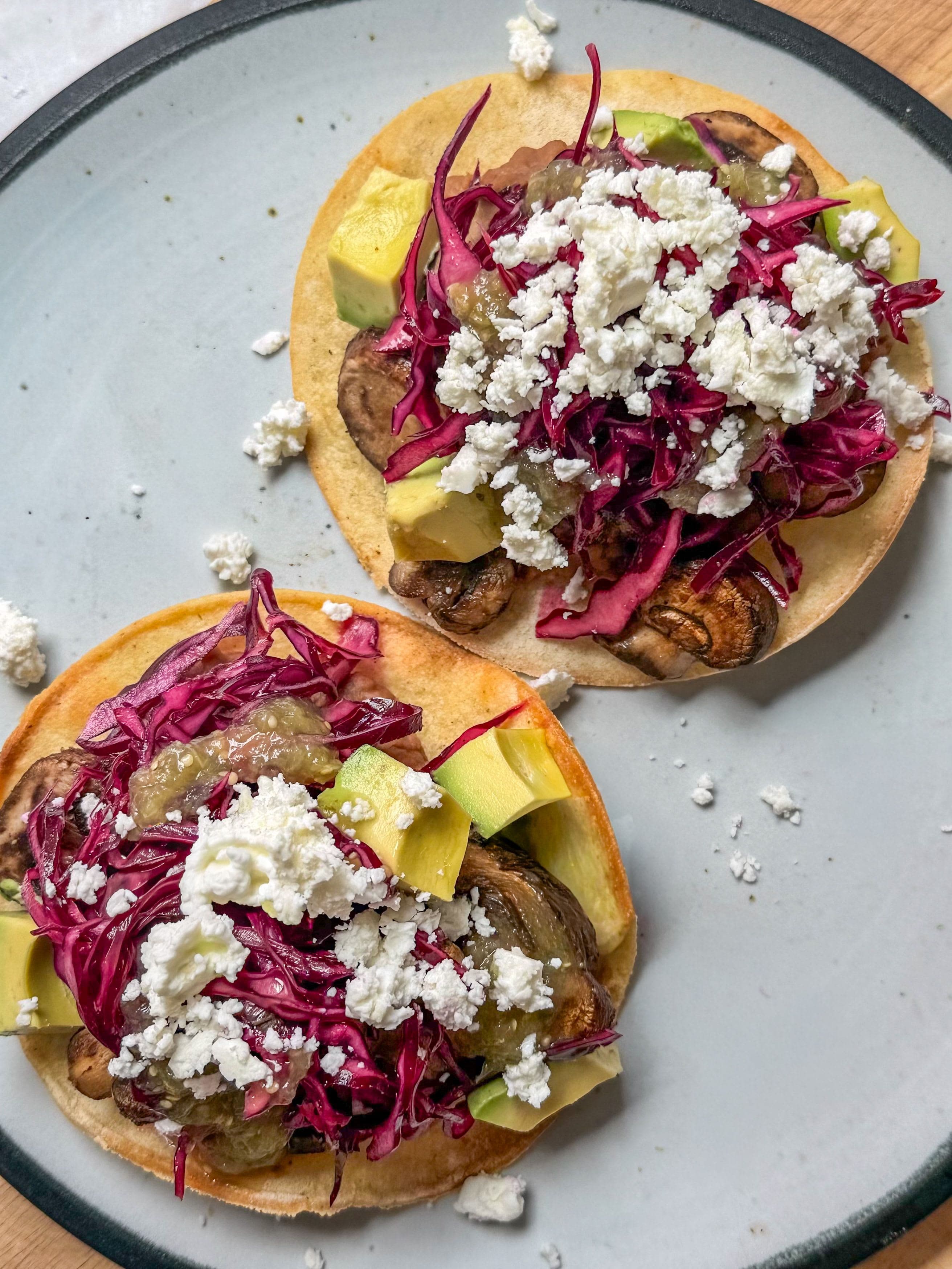 Mushroom & Refried Bean Tostadas